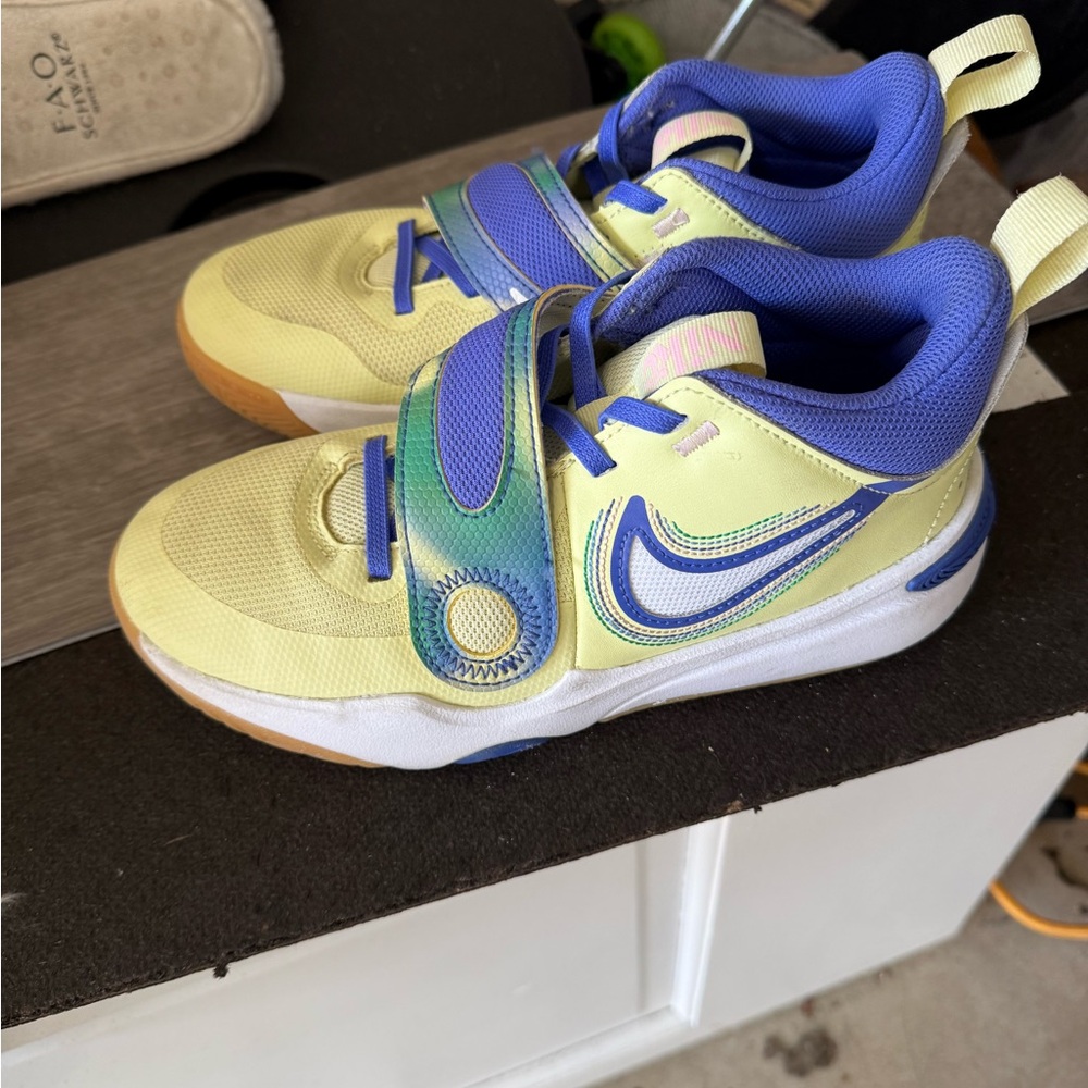 Nike Kids' Yellow and Blue Strap Sneakers